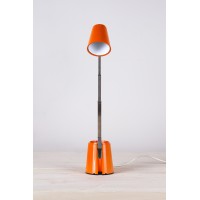 Lampka biurkowa Lampette. Tworzywo sztuczne w kolorze pomarańczowym, metal chromowany. Sygn. LAMPETTE, Made in Germeny. Niemcy. Lata 70. XX. 